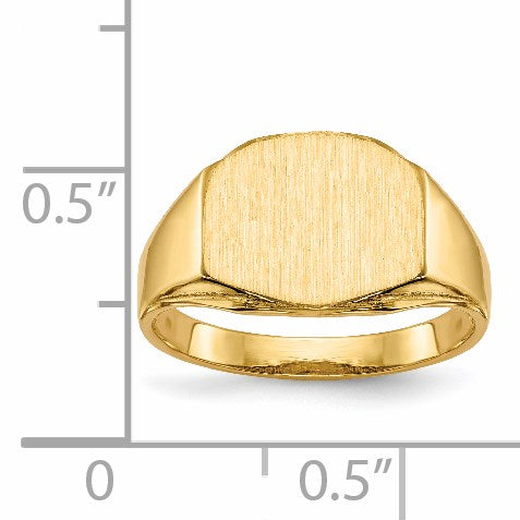 14k 11.5x8.5mm Hexagon Open Back Signet Ring