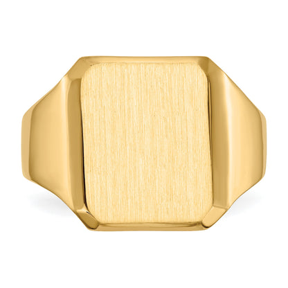 14k 12.5x15.0mm Octagon Closed Back Mens Signet Ring
