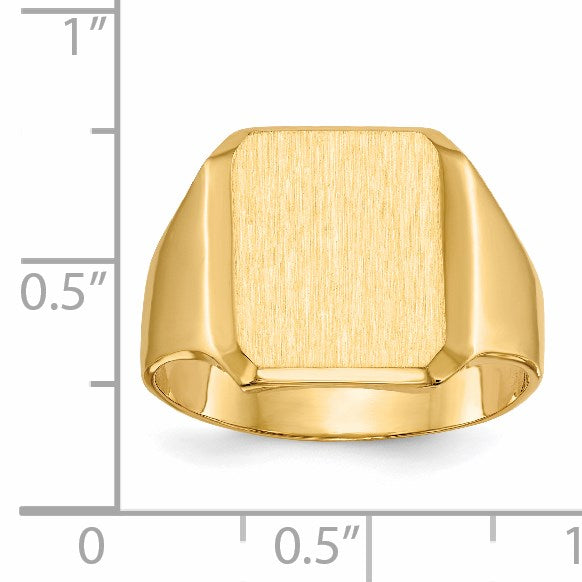 14k 12.5x15.0mm Octagon Closed Back Mens Signet Ring