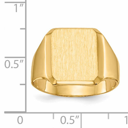 14k 12.5x15.0mm Octagon Closed Back Mens Signet Ring