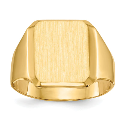 14k 12.5x15.0mm Octagon Closed Back Mens Signet Ring