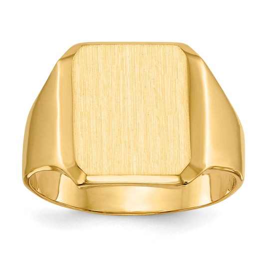 14k 12.5x15.0mm Octagon Closed Back Mens Signet Ring