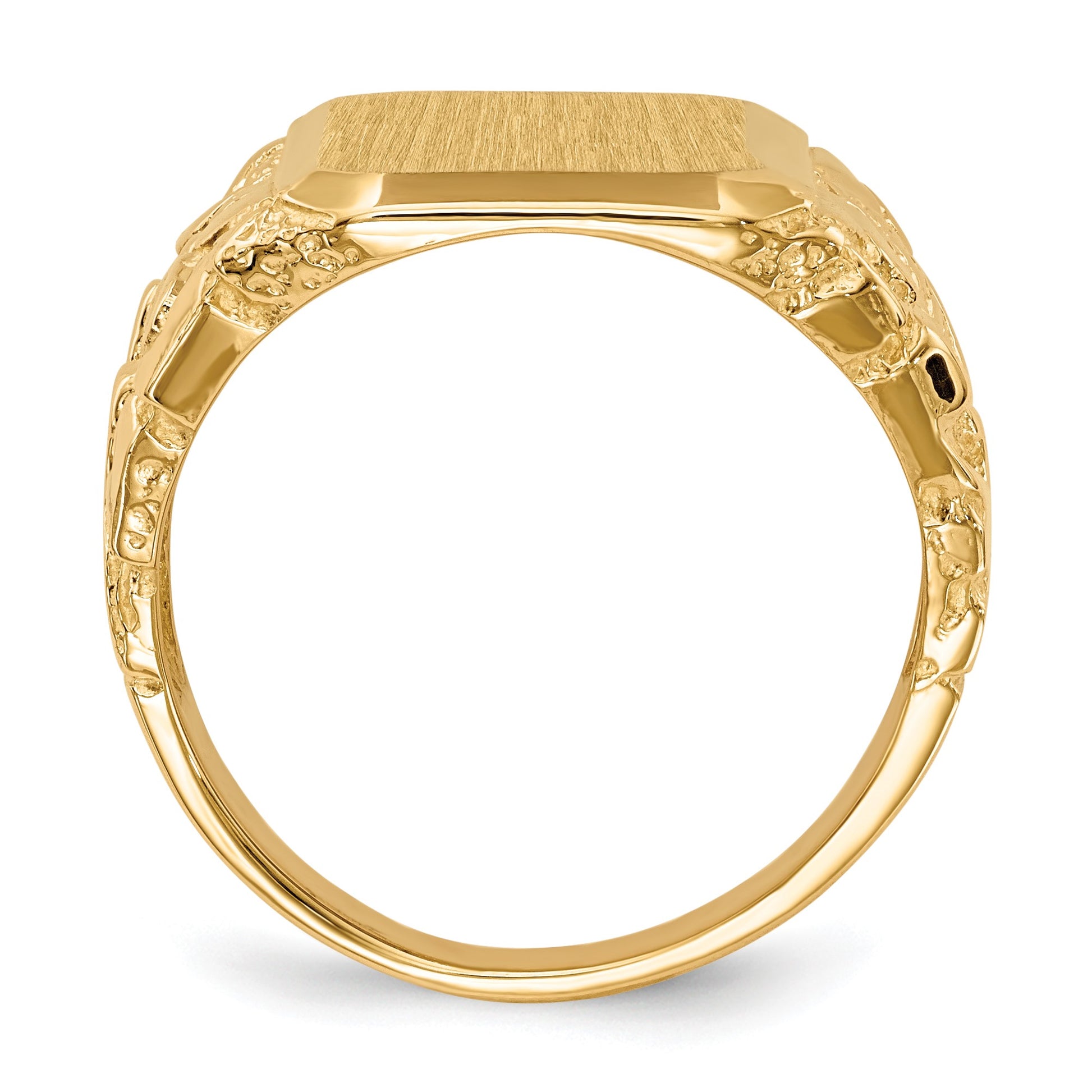 14k 13.0 x 14.0mm Octagon Open Back Mens Nugget Signet Ring