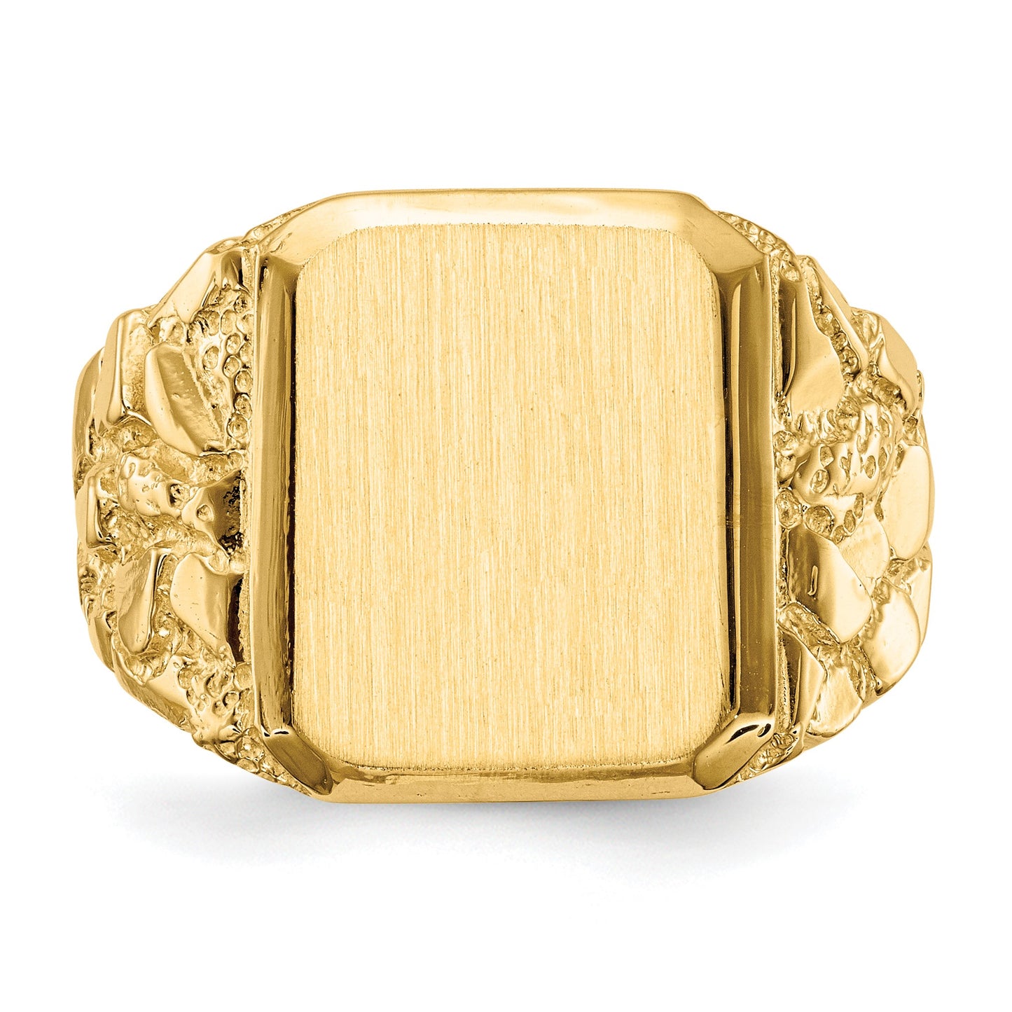 14k 13.0 x 14.0mm Octagon Open Back Mens Nugget Signet Ring