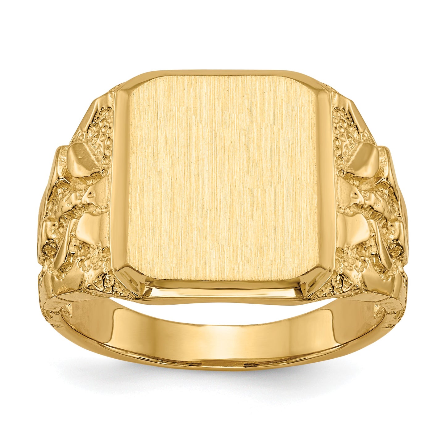 14k 13.0 x 14.0mm Octagon Open Back Mens Nugget Signet Ring
