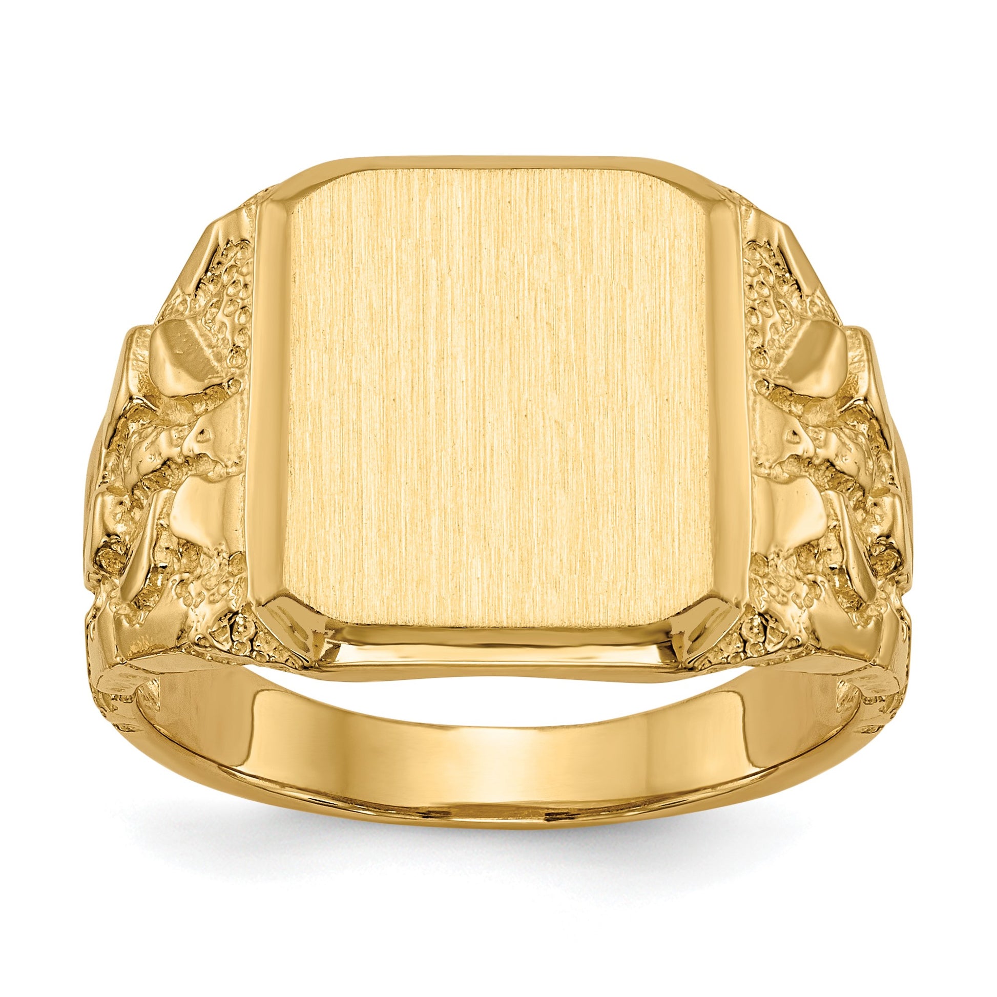 14k 13.0 x 14.0mm Octagon Open Back Mens Nugget Signet Ring