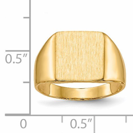 14k 11.0x11.5mm Square Closed Back Signet Ring