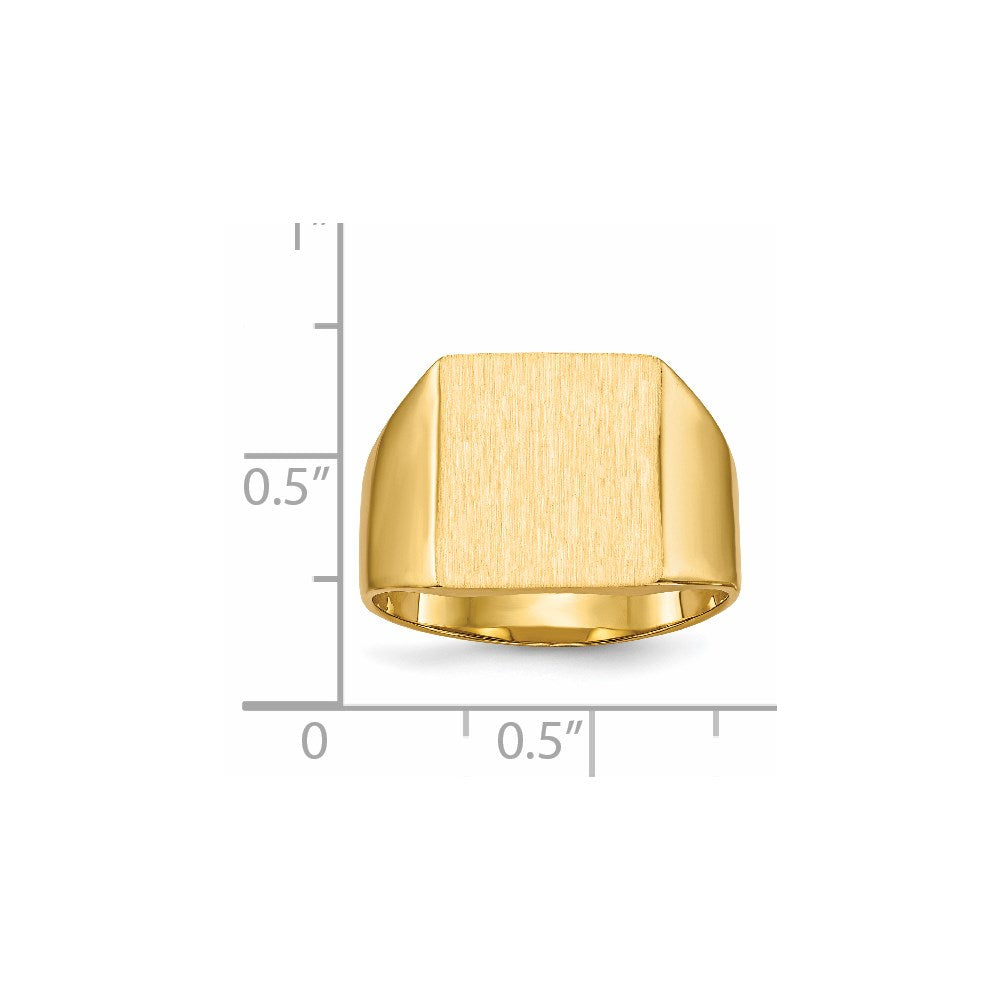 14k 13.0x12.0mm Closed Back Mens Signet Ring