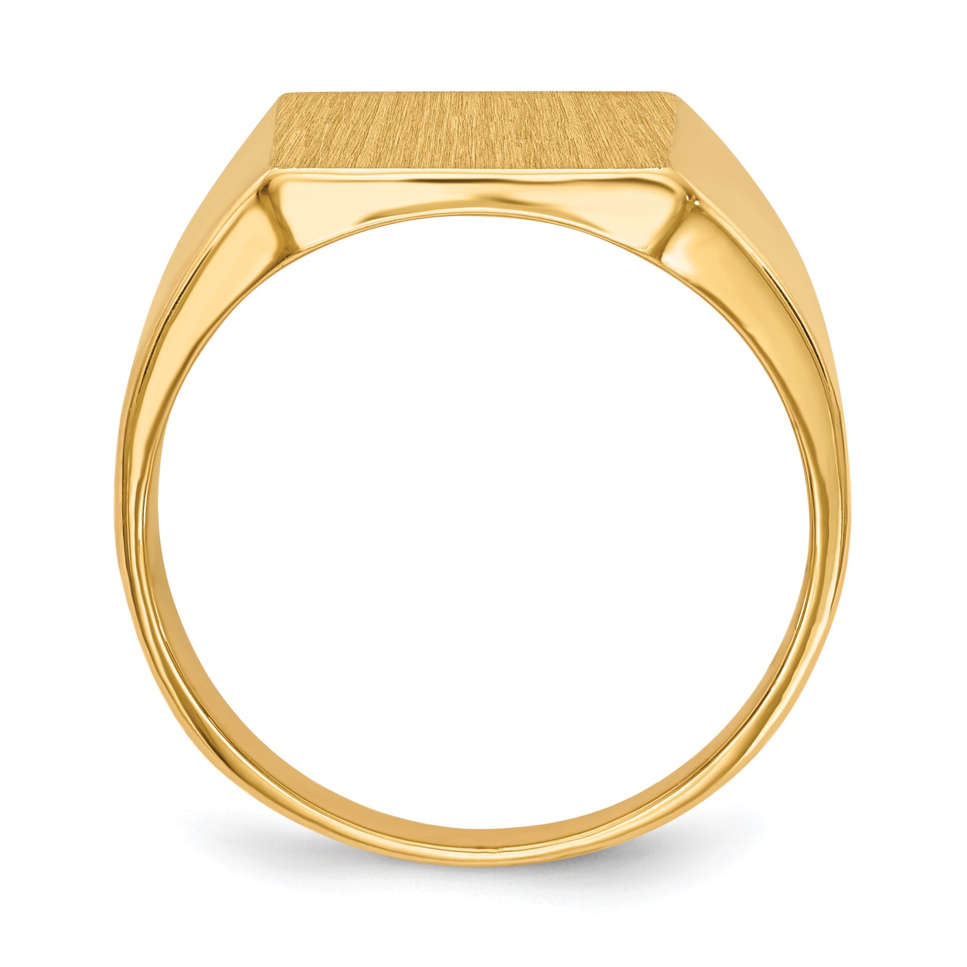 14k 13.5x15.0mm Rectangle Closed Back Mens Signet Ring