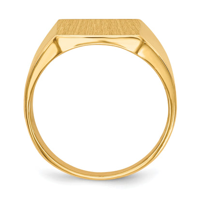 14k 13.5x15.0mm Rectangle Closed Back Mens Signet Ring