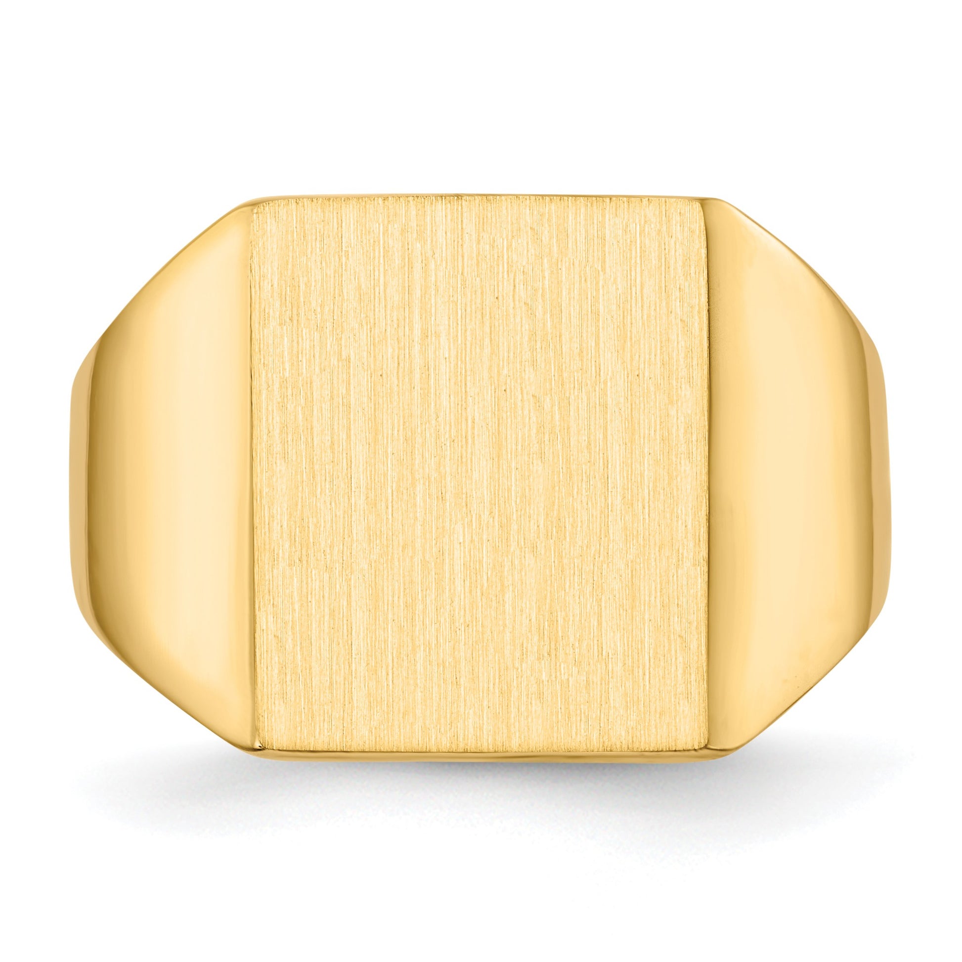 14k 13.5x15.0mm Rectangle Closed Back Mens Signet Ring