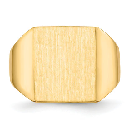 14k 13.5x15.0mm Rectangle Closed Back Mens Signet Ring