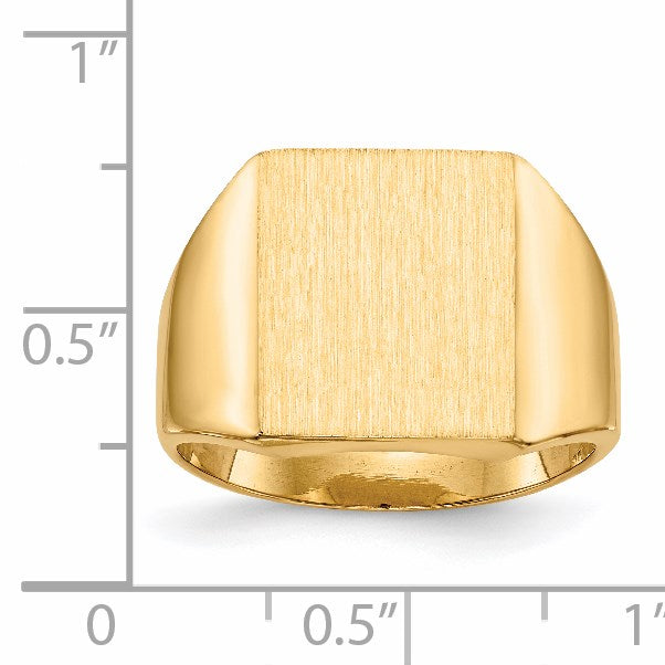 14k 13.5x15.0mm Rectangle Closed Back Mens Signet Ring