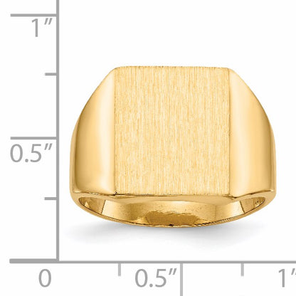 14k 13.5x15.0mm Rectangle Closed Back Mens Signet Ring