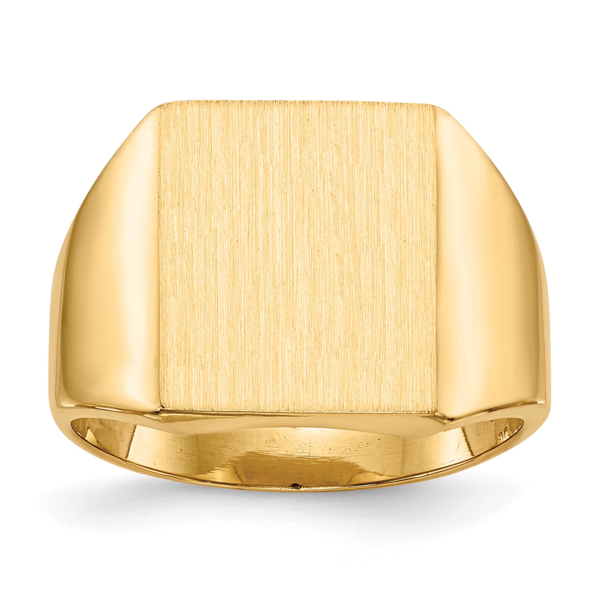 14k 13.5x15.0mm Rectangle Closed Back Mens Signet Ring