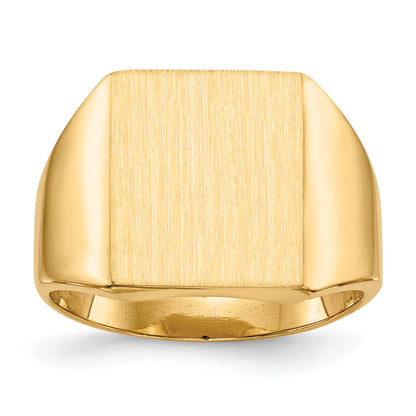 14k 13.5x15.0mm Rectangle Closed Back Mens Signet Ring