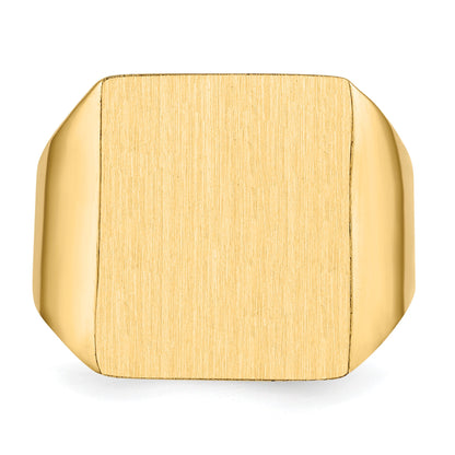 14k 15.0x17.0.0mm Rectangle Closed Back Mens Signet Ring