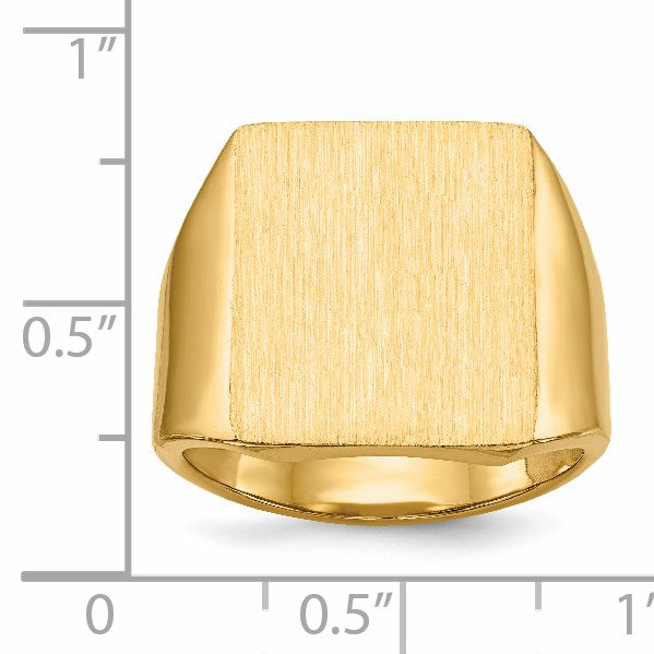 14k 15.0x17.0.0mm Rectangle Closed Back Mens Signet Ring