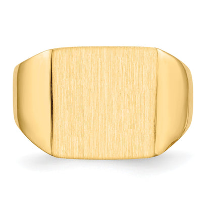 14k 13.0x13.0mm Square Open Back Mens Signet Ring