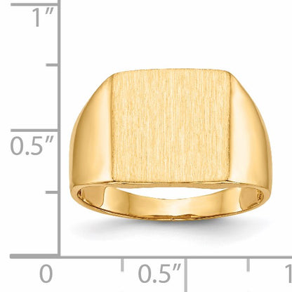 14k 13.0x13.0mm Square Open Back Mens Signet Ring