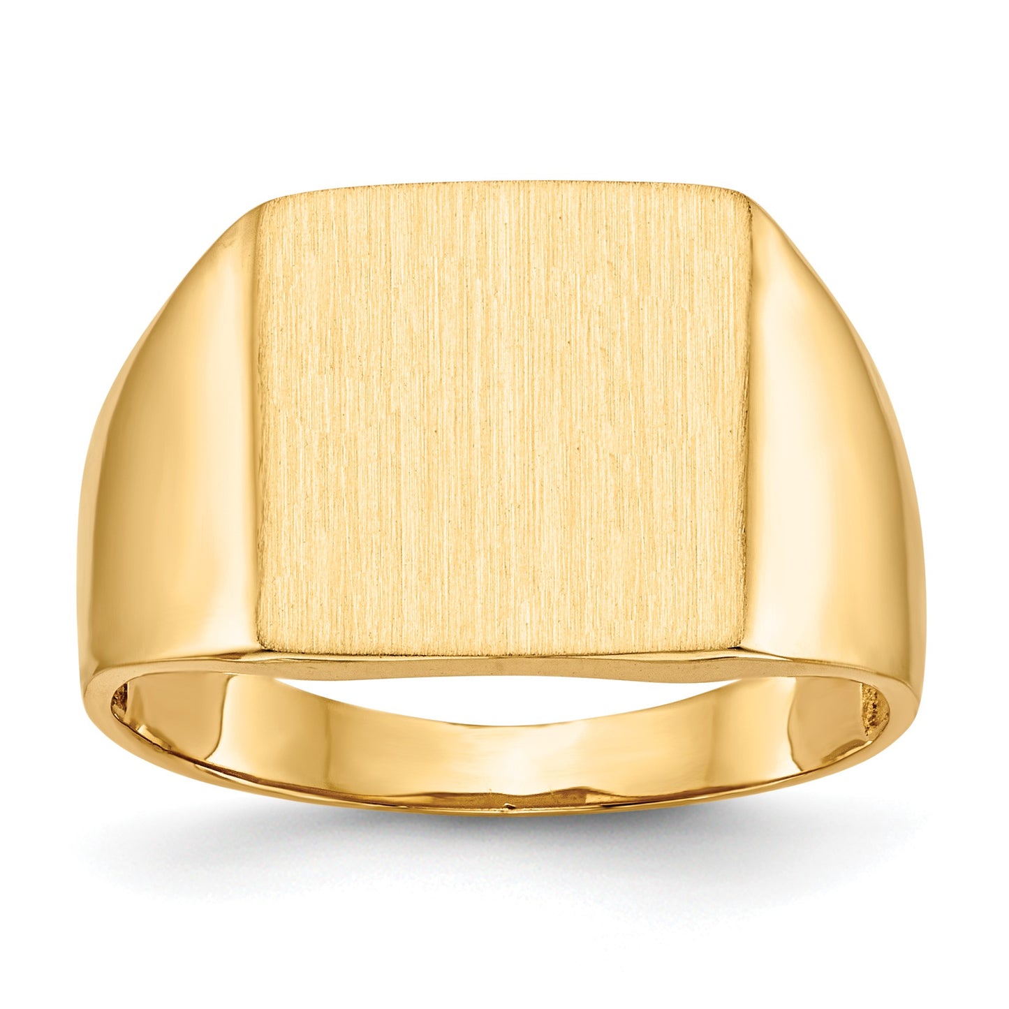 14k 13.0x13.0mm Square Open Back Mens Signet Ring