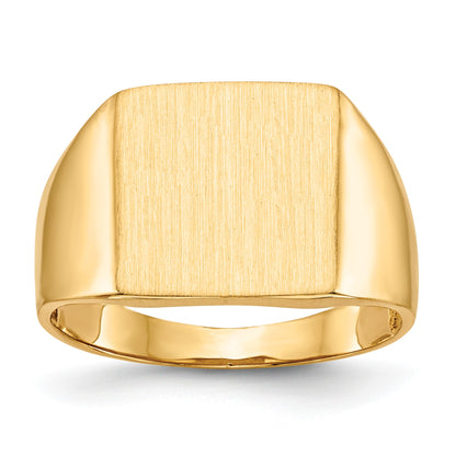 14k 13.0x13.0mm Square Open Back Mens Signet Ring