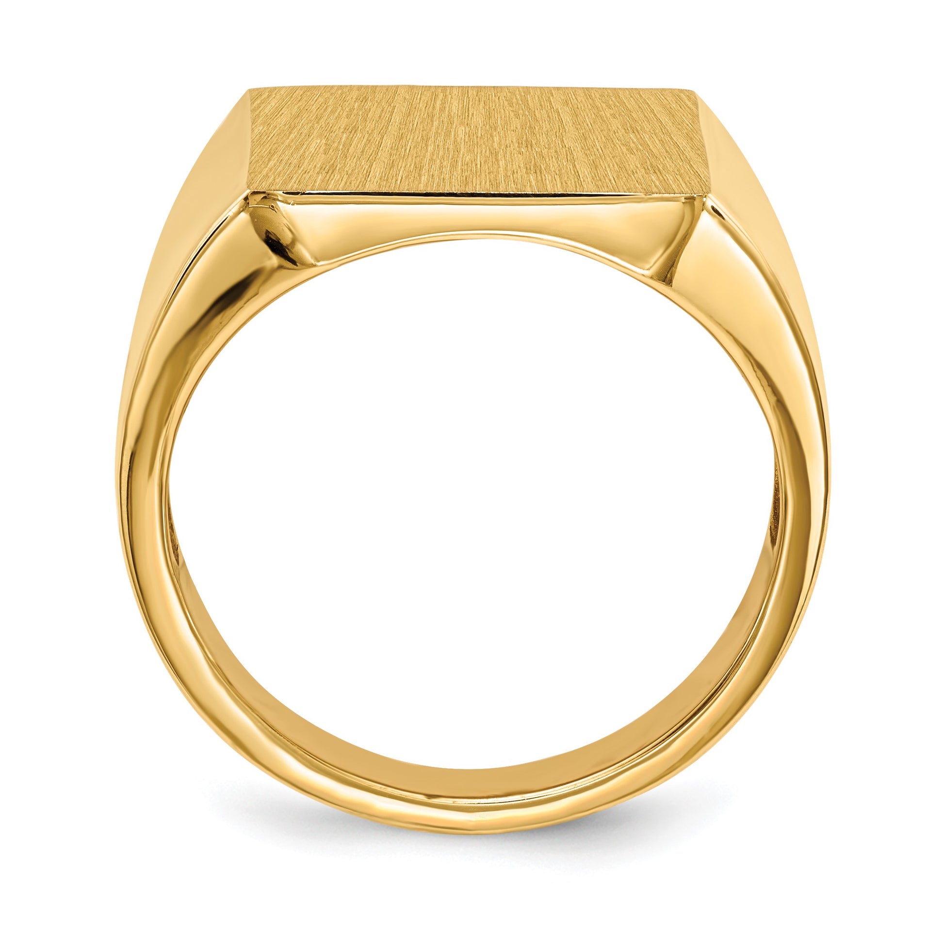 14k 15.5x17.5mm Rectangle Open Back Mens Signet Ring