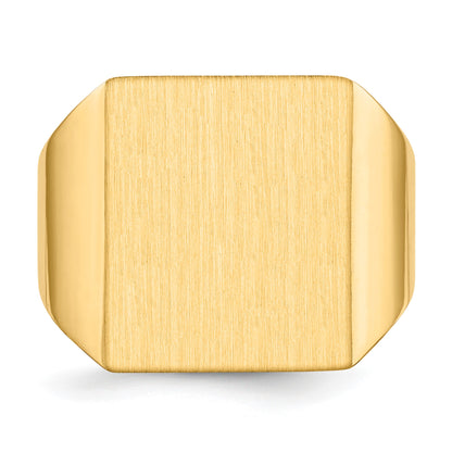 14k 15.5x17.5mm Rectangle Open Back Mens Signet Ring