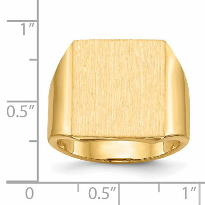 14k 15.5x17.5mm Rectangle Open Back Mens Signet Ring