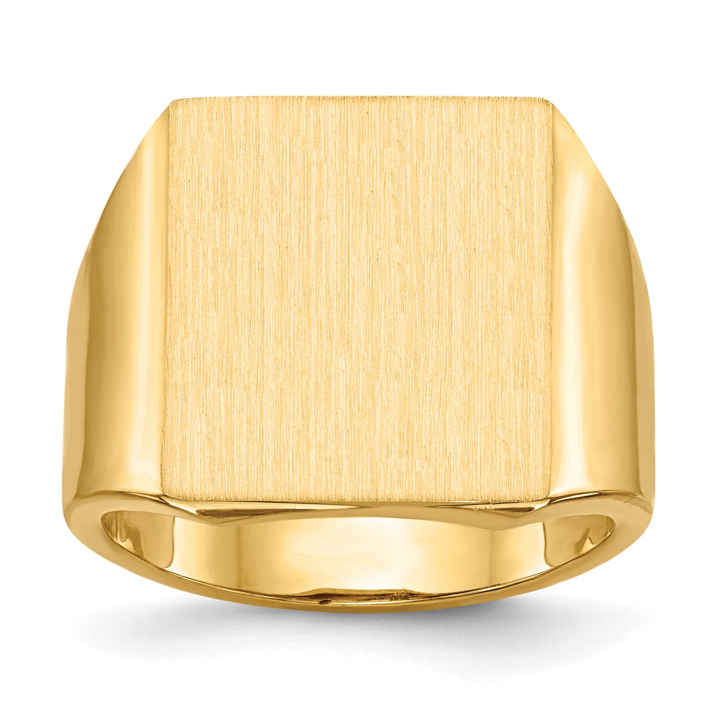 14k 15.5x17.5mm Rectangle Open Back Mens Signet Ring