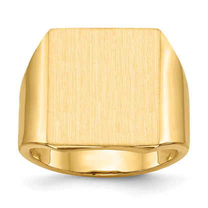 14k 15.5x17.5mm Rectangle Open Back Mens Signet Ring