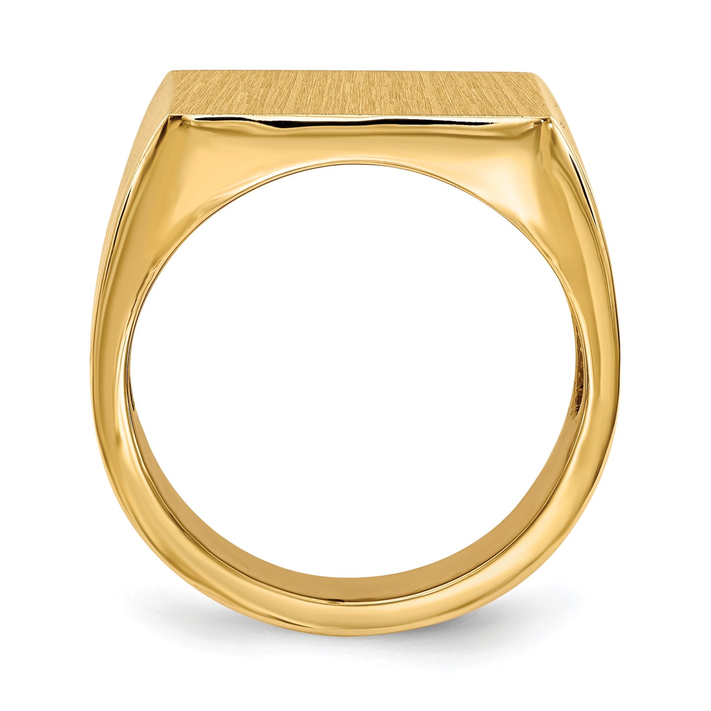 14k 16.5x17.5mm Rectangle Open Back Mens Signet Ring