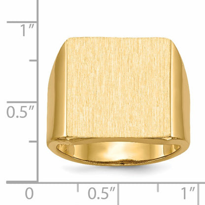 14k 16.5x17.5mm Rectangle Open Back Mens Signet Ring