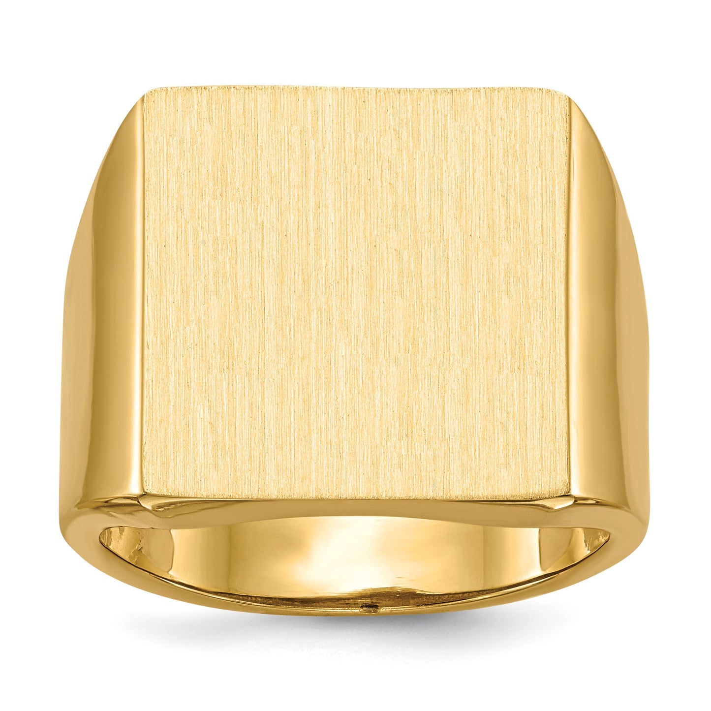 14k 16.5x17.5mm Rectangle Open Back Mens Signet Ring