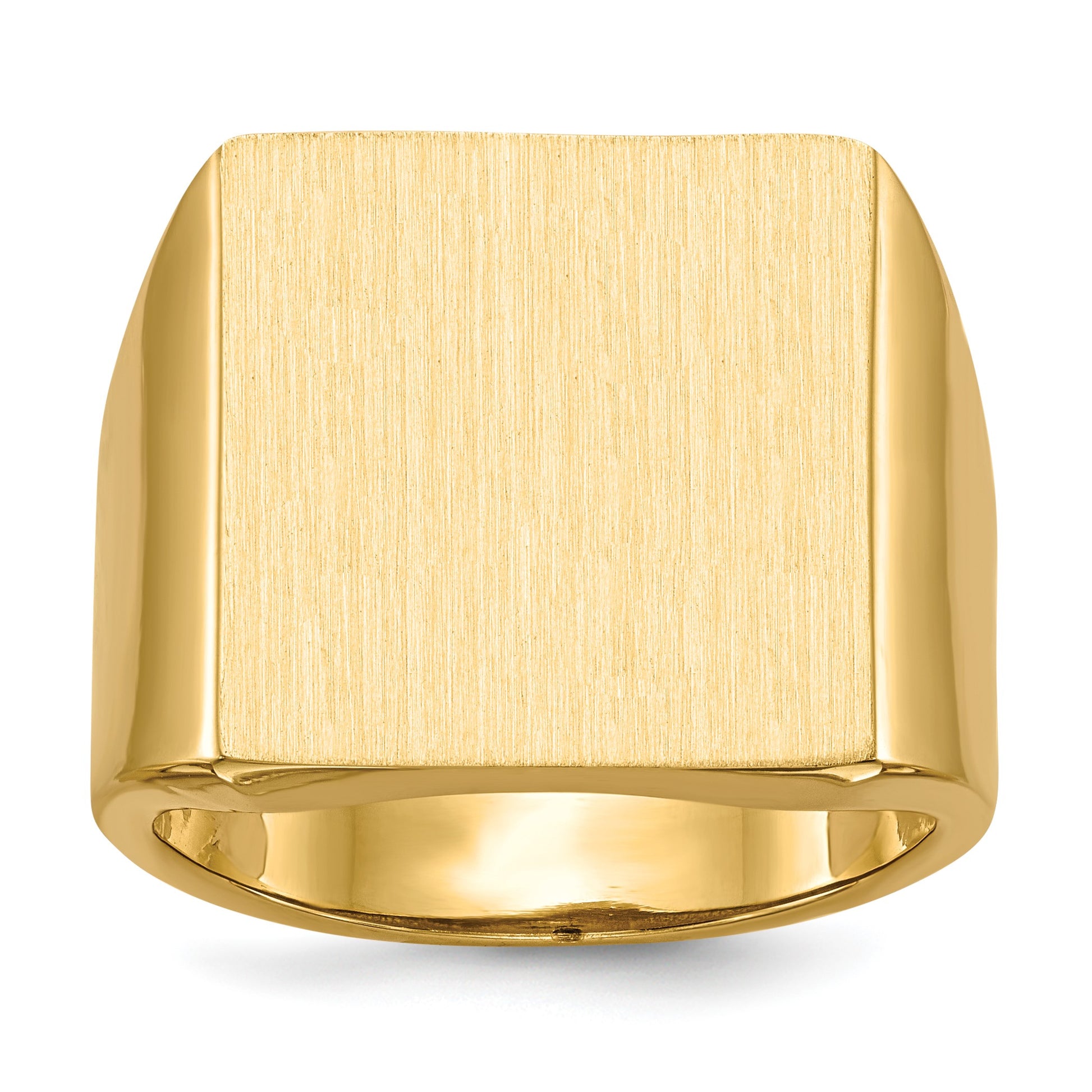 14k 16.5x17.5mm Rectangle Open Back Mens Signet Ring