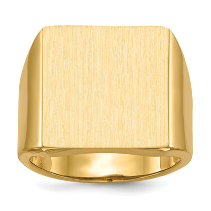 14k 16.5x17.5mm Rectangle Open Back Mens Signet Ring