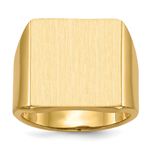 14k 16.5x17.5mm Rectangle Open Back Mens Signet Ring