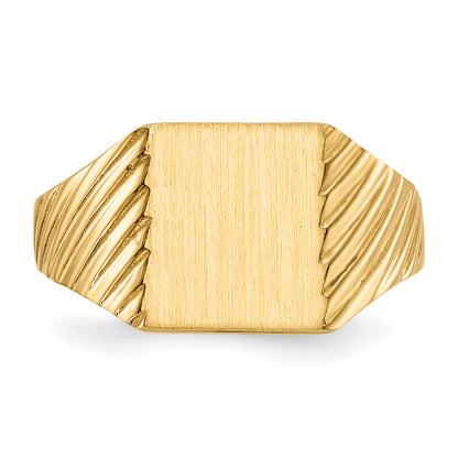 14k 8.0x9.5mm Rectangle Closed Back Signet Ring