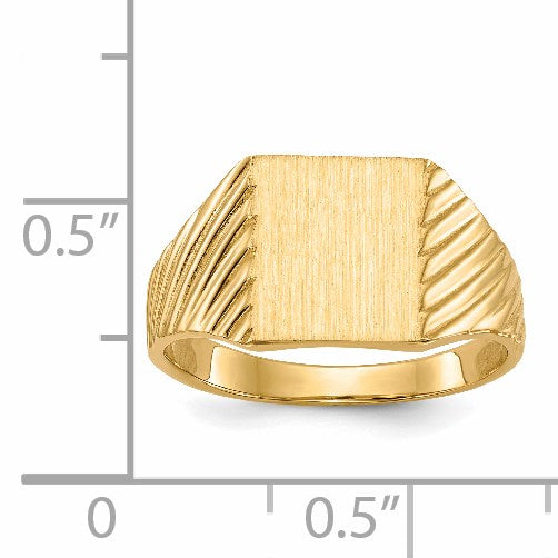 14k 8.0x9.5mm Rectangle Closed Back Signet Ring