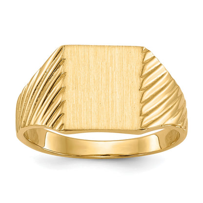 14k 8.0x9.5mm Rectangle Closed Back Signet Ring