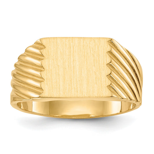14k 9.0x9.0mm Square Closed Back Signet Ring