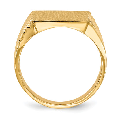 14k 13.0x13.0mm Square Closed Back Mens Signet Ring
