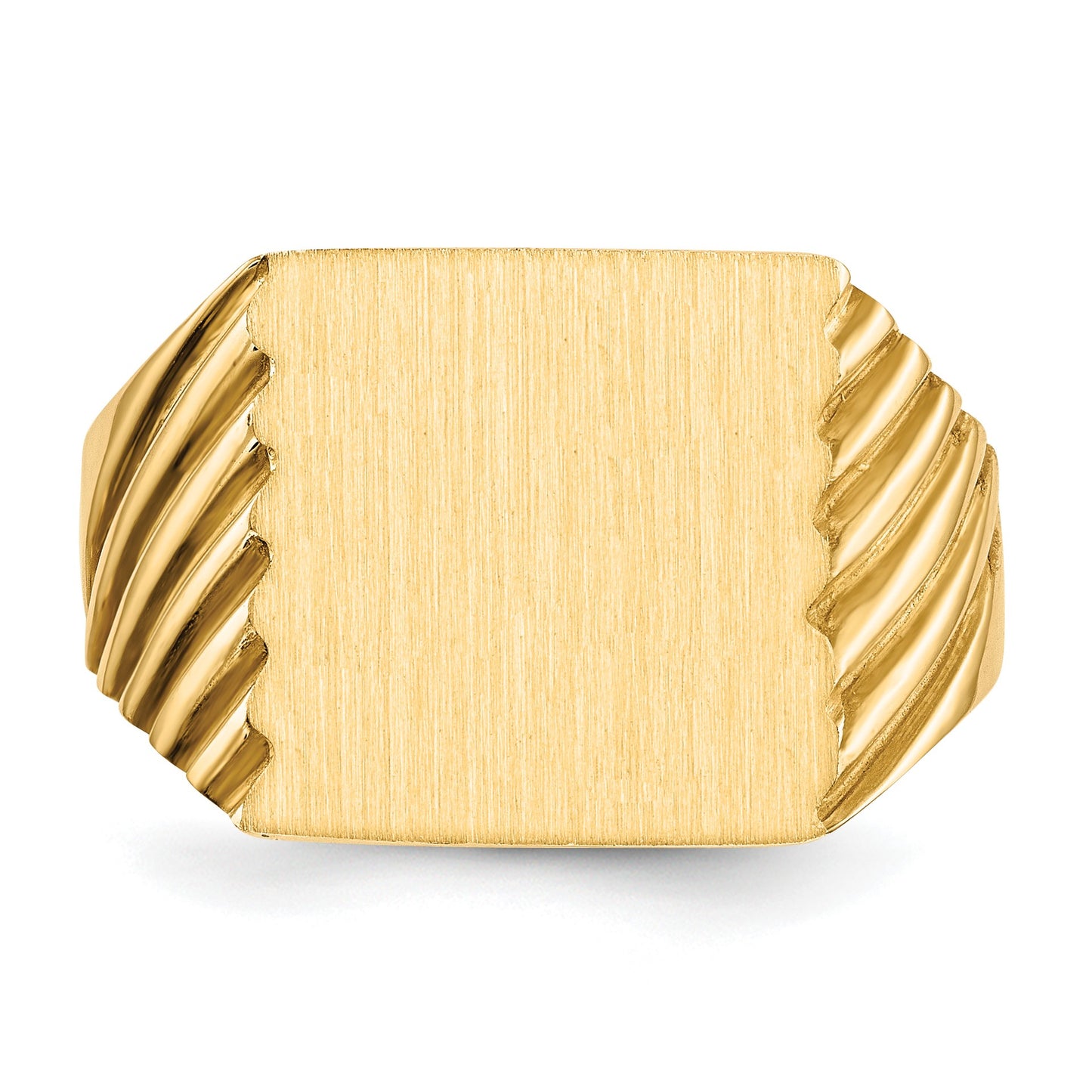14k 13.0x13.0mm Square Closed Back Mens Signet Ring