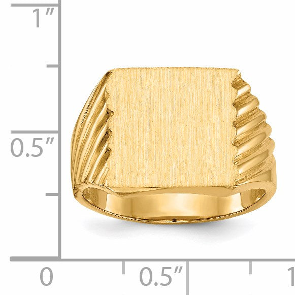 14k 13.0x13.0mm Square Closed Back Mens Signet Ring