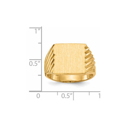 14k 13.0x13.0mm Closed Back Men's Signet Ring