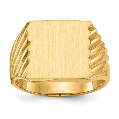 14k 13.0x13.0mm Square Closed Back Mens Signet Ring
