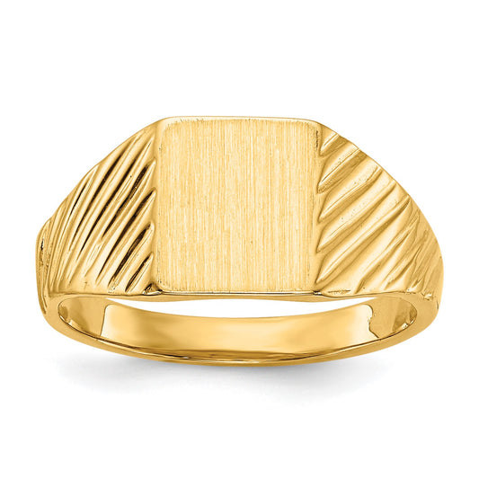 14k 8.0x6.5mm Open Back Size 4 Childs Rectangular Signet Ring