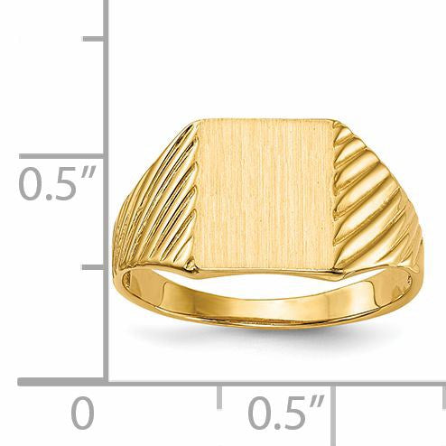 14k 8.0x9.5mm Rectangle Open Back Signet Ring