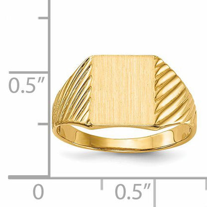 14k 8.0x9.5mm Rectangle Open Back Signet Ring