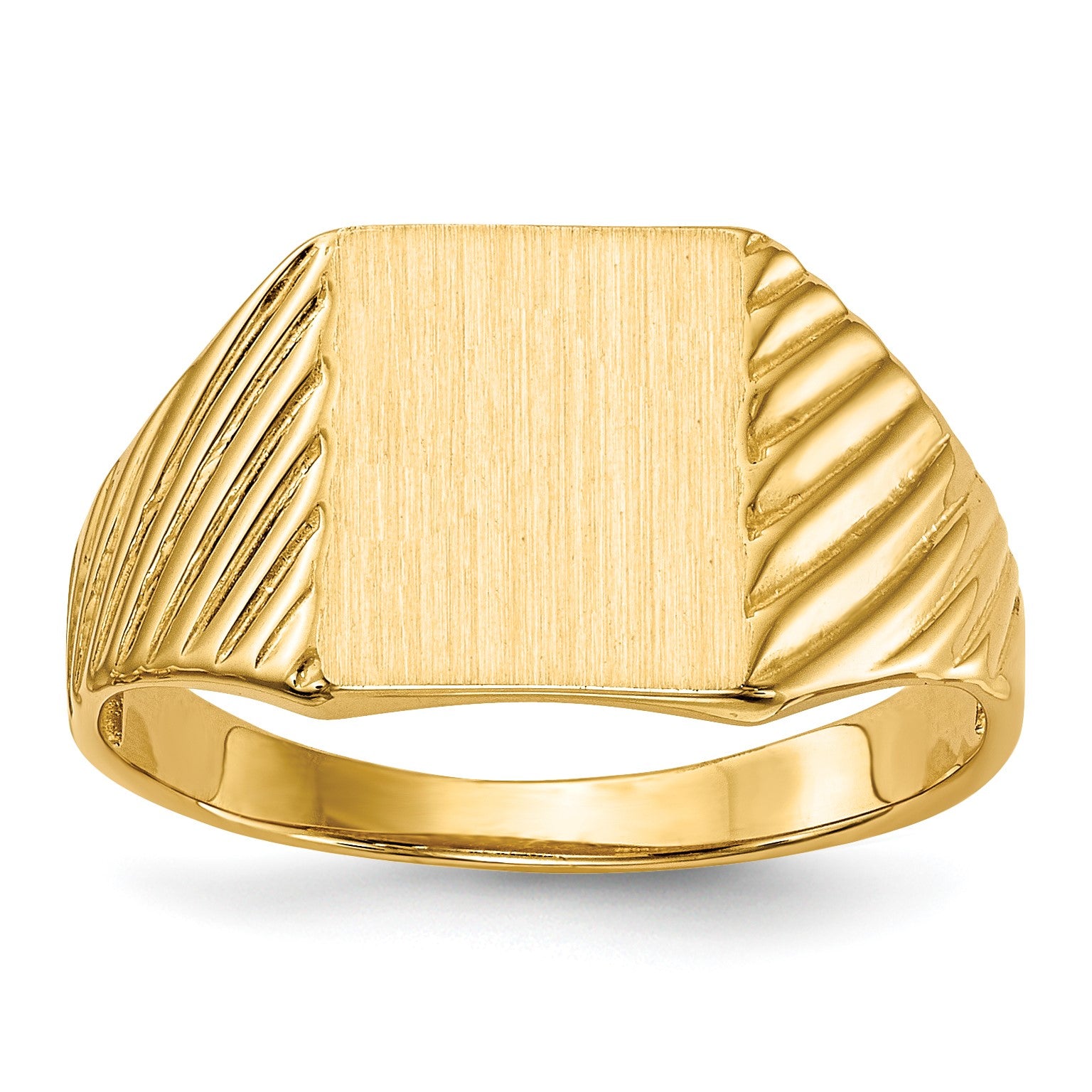 14k 8.0x9.5mm Rectangle Open Back Signet Ring